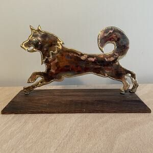 Copper Artisan Braised Copper Wolf Sculpture